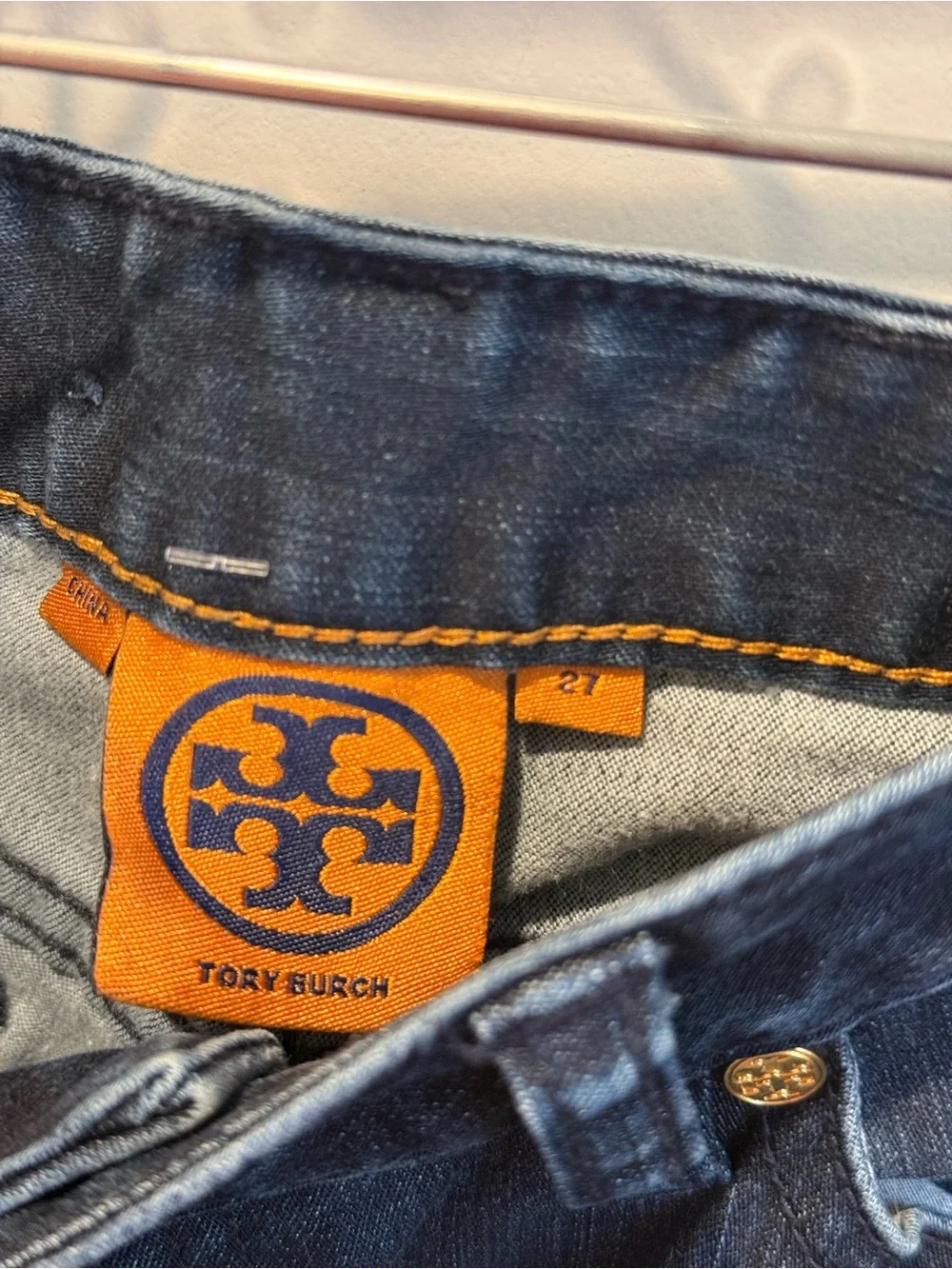 Tory Burch Dark Wash Skinny Jeans Size 27 Stretch Denim